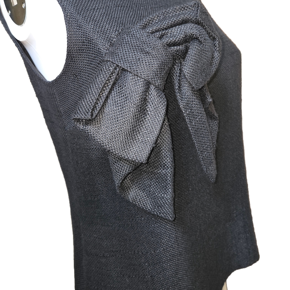Black Shift Blouse with Bow Details